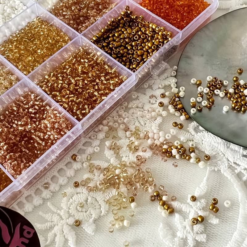 Pack of 15200pcs 2mm White & Champagne Seed Beads for DIY Crafts